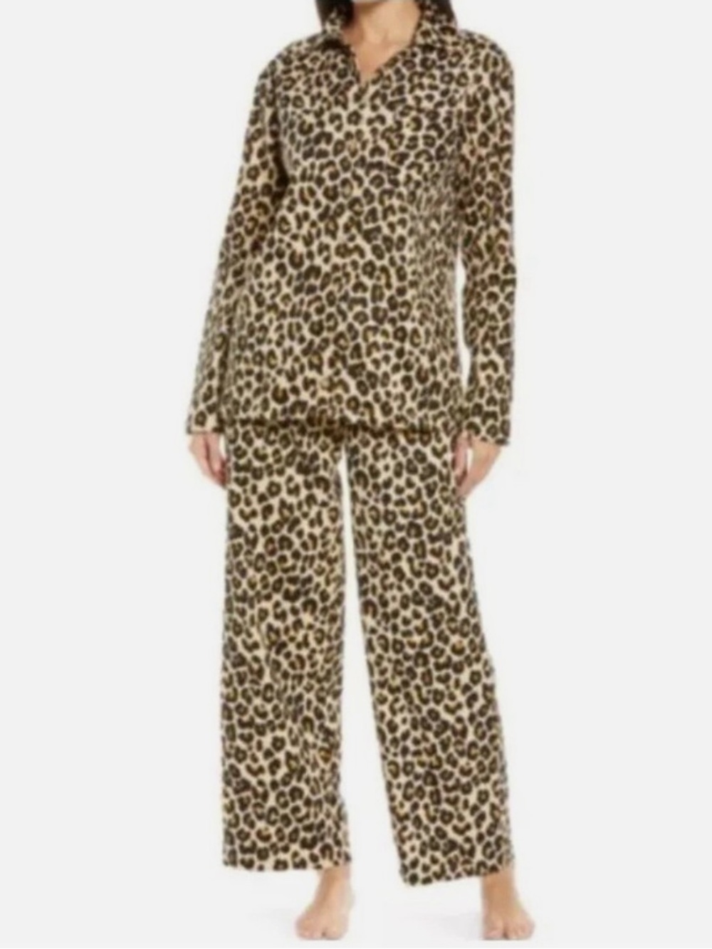 Nordstrom Leopard Print Pajama Set Tan Size M